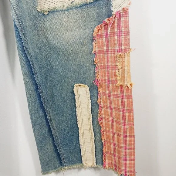 Oli & Hali Dawn Patchwork Wide Straight Jeans Size Small Mixed Media, Retro Edgy - Picture 7 of 16
